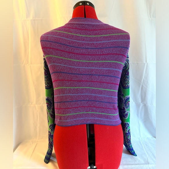 Free People Green & Purple Paisley Sweater size  S/P - Picture 4 of 9